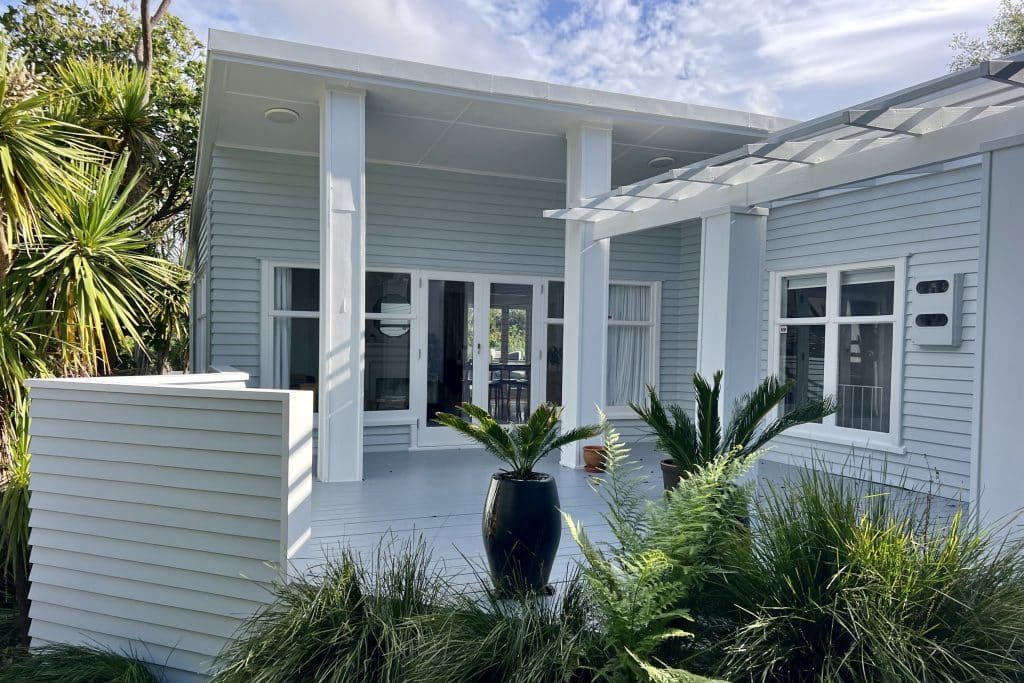 A freshly painted weatherboard bungalow in Meadowbank